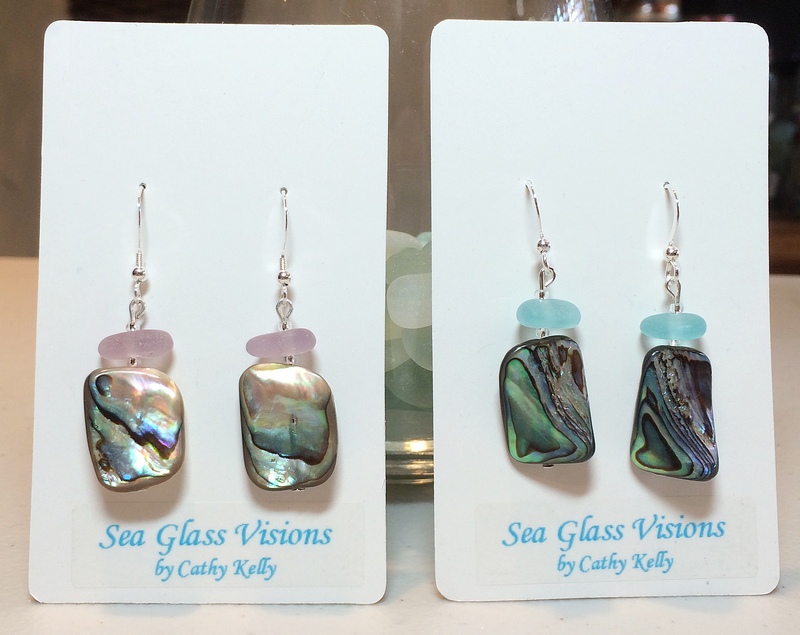 Sea Glass & Abalone Shell Earrings