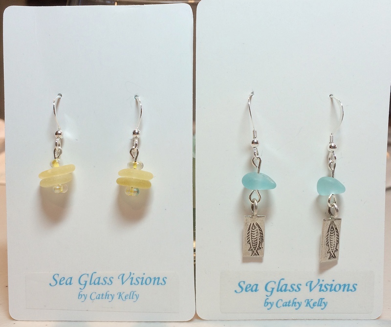 Sea Glass & Sterling Charm Earrings