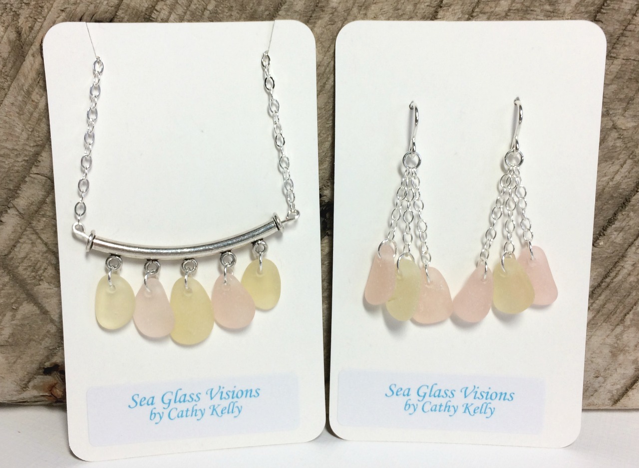 Pastel Sea Glass Pendant & Earring Set by SeaGlassVisions