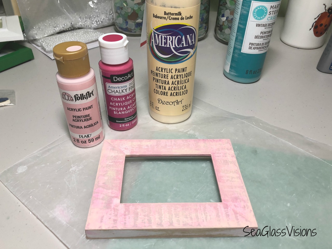 Hand Painted Frame for Sea Glass Art by SeaGlassVisions